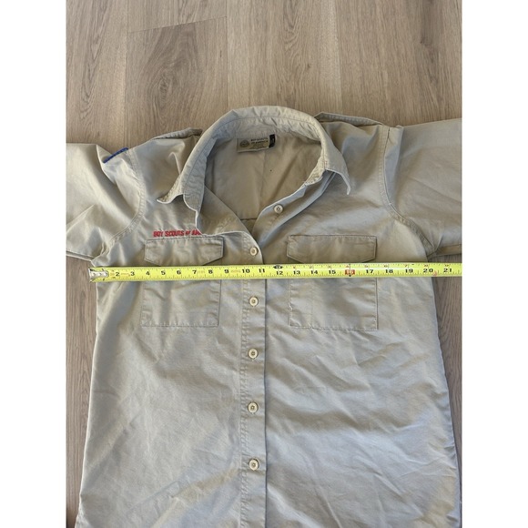 Vintage Boy Scouts Of America Button Up Uniform Shirt Ladies M Pockets Beige - Picture 5 of 7